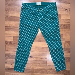 Current/Elliott Green Polka Dot Ankle Jeans